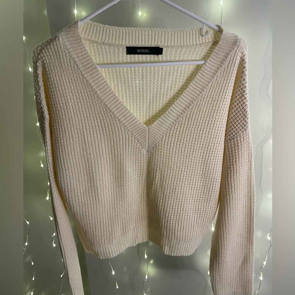 Mirol Cream V-Neck Sweater